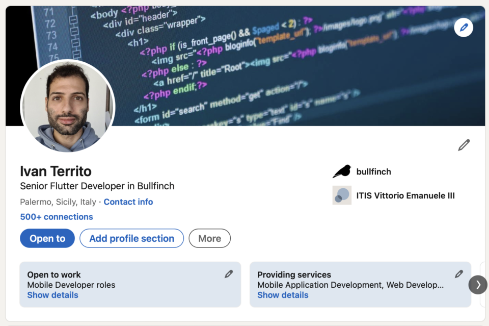 Ivan Territo sviluppo app e sviluppo siti web, linkedIn